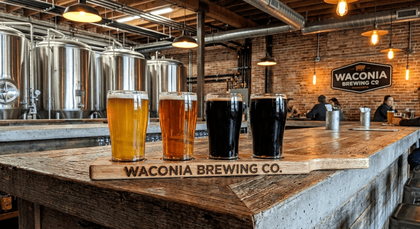 Craft beer flight at Waconia Brewing Company taproom