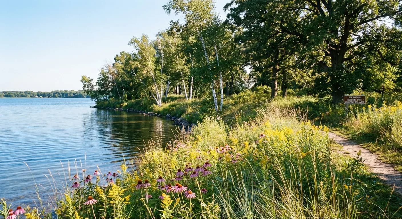 Native prairie wildflowers along the Lake Waconia Minnesota shoreline conservation area